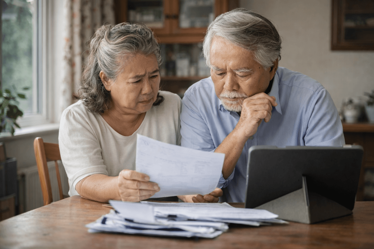 Couple reviewing their park home paperwork together