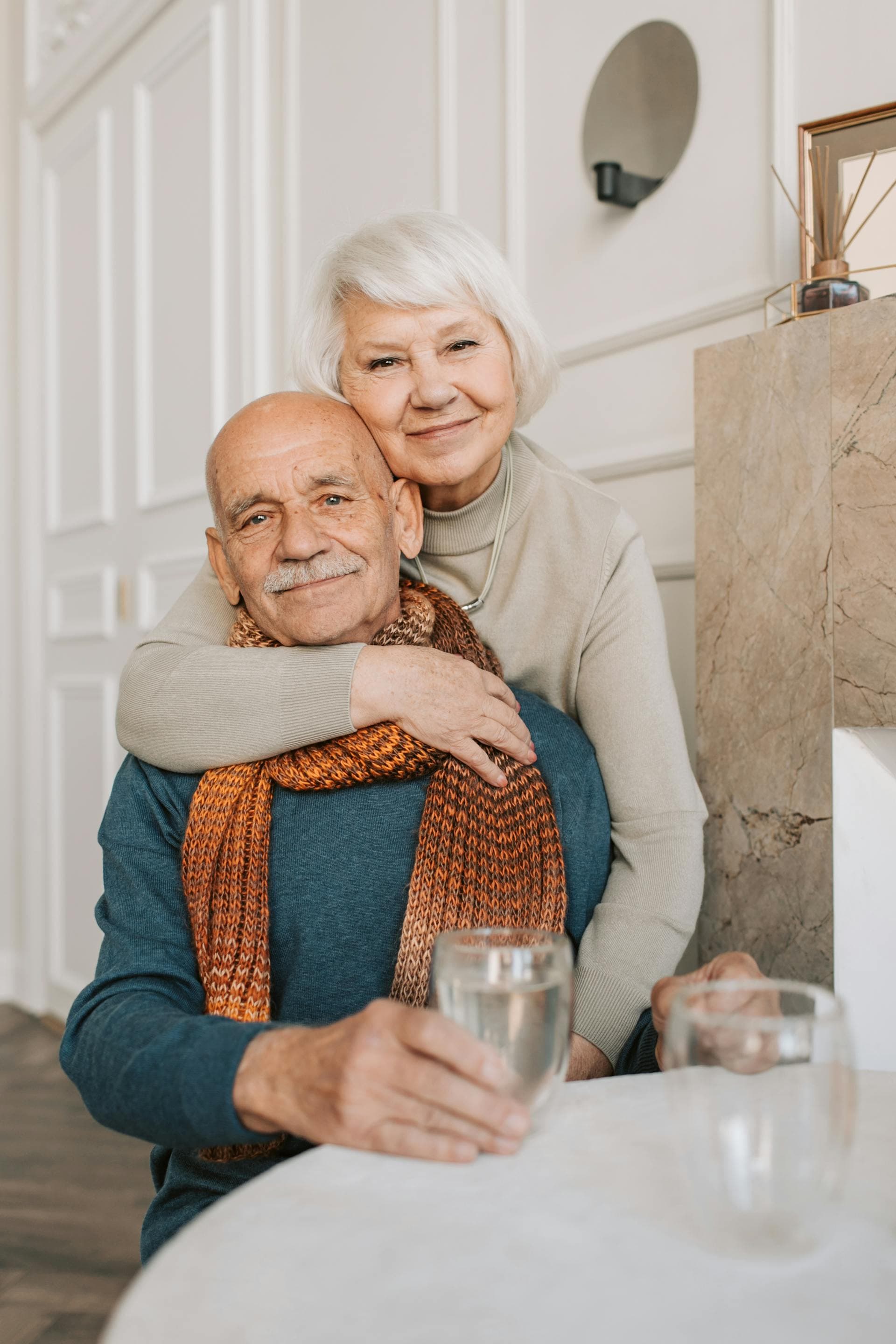 Older couple at home, thinking about their park home situation